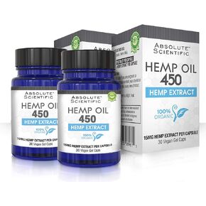 Hemp Oil 450 Capsules 2 Pack 60ct - 100% Organic Hemp Capsules - Rich in Omega Fatty Acids 3 6 9 - Grown and Made in USA - with MCT Oil