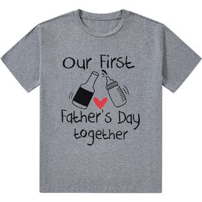 Our First Fathers Day Dad and Baby Matching Outfits Father Daughter Shirts Set