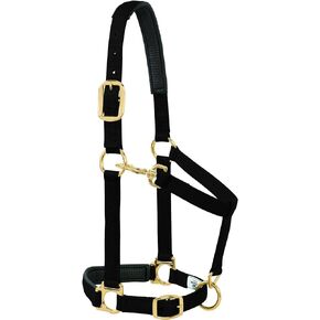Weaver Leather Padded Adjustable Chin and Throat Snap Halter, 1" Small Horse or Weanling Draft, Solid Black