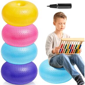 4 Pcs Upgraded Flexible Seating with Massage Point for Classroom Elementary Yoga Ball Chairs for Kids Workout Training Exercise Balls with Inflatable Pump for Student Desk Chairs Supplies in Kuwait