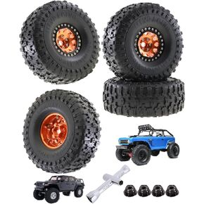 1.9 RC Crawler Tires and Wheels Beadlock Rims Upgrades Part for 1/10 Axial SCX10 SCX10 II 90046 SCX10 III AXI03007 TRX4 D90 RC Crawler.(4pcs Gold)