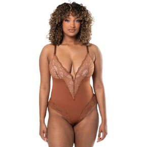 V-Neck Half Laced Bodysuit