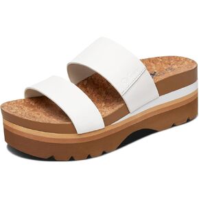 صنادل نسائية من Athlefit ذات نعل سميك بيضاء للصيف مريحة للشاطئ بحزامين مع دعم للقوس وصنادل للقدم مقاس 8 in Kuwait