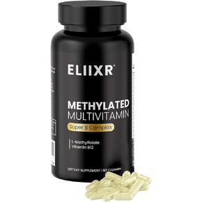Methylated Multivitamin Methylfolate Supplement - Active B12 Methylcobalamin, Super B Complex for Men and Women - 60 Vegetable Capsules-Manufactured in The USA. in Saudi Arabia