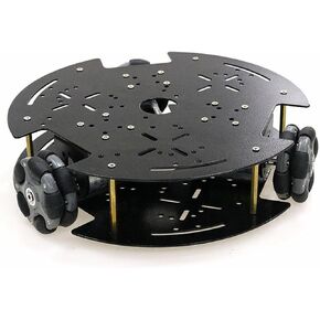 Professional 3WD Smart Robot Car Chassis Kit with 58mm Nylon Omni Wheel & DC Encoder Motors for Arduino Raspberry Pie Microbit, 2-Layer Metal Triangle Panel Robotic Platform DIY Heavy Load Model