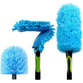 EVERSPROUT Duster 3-Pack | Hand-Packaged Cobweb Duster, Microfiber Feather Duster, Flexible Ceiling Fan Duster | Twists onto Standard ACME Threaded Poles (Pole Sold Separately) (Medium-Stiff Bristles)