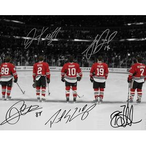Ikonic Fotohaus Patrick Kane Sharp Jonathan Toews Keith Seabrook Signed Photo Autograph Print Wall Art Home Decor in Kuwait