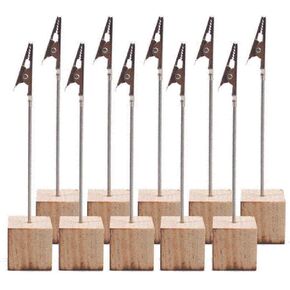 5pcs Wooden Card Holder Stand Photo Memo Notes Clip Square Message Card Holder Desktop Craft Decor Home Party Decoration Accessories