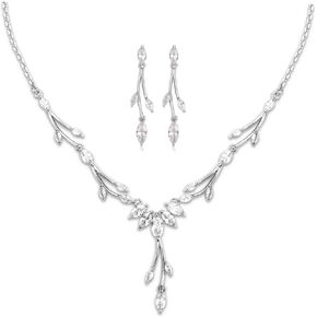 GULICX Jewelry Set for Womens, Rhinestone Necklace and Earrings Bracelet Set, Wedding Party Prom Jewelry Set for Brides Bridesmaid