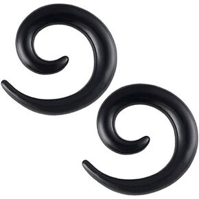 6 جرام 6 قياس 4 مللي متر سدادات أذن أكريليك سوداء حلزونية ABIY ثقب الأذن 2 قطعة in Kuwait