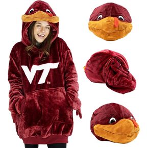 Plushible Virginia Tech University Snugible 2-in-1 Wearable Blanket Adult, Transforming Pillow - Oversized Sports Hoodie with Front Pocket - Cozy Hoodie Blanket for Women & Men