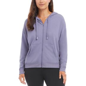 Danskin Womens Zip Front Hoodie With Ruched Back