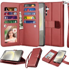 Njjex Galaxy S24 Plus Case, for Samsung Galaxy S24 Plus Wallet Case, [9 Card Slots] PU Leather Card Holder Folio Flip [Detachable] Kickstand Magnetic Phone Cover & Lanyard for Samsung S24+ [Black]