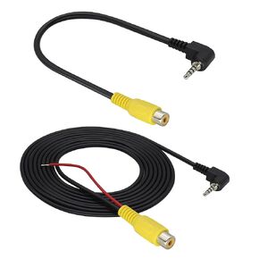 HCFeng[4-Pole 2.5mm to RCA Cable 2.5mm AV-in Male to RCA Female Cable with Trigger+2.5mm Stereo to RCA Video Adapter for GPS Tablet Car Camcorder Reverse Rear View Camera[2.4M/7.8FT+0.2M/7.8inch]