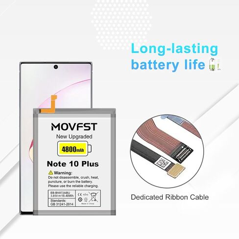 بطارية بديلة لهاتف Samsung Galaxy Note 10 Plus، بطارية عالية السعة 4800 مللي أمبير في الساعة تناسب هاتف Samsung Galaxy Note 10 Plus موديل SM-N975F SM-N975F/DS مع مجموعة أدوات الإصلاح، EB-BN972ABU in Kuwait