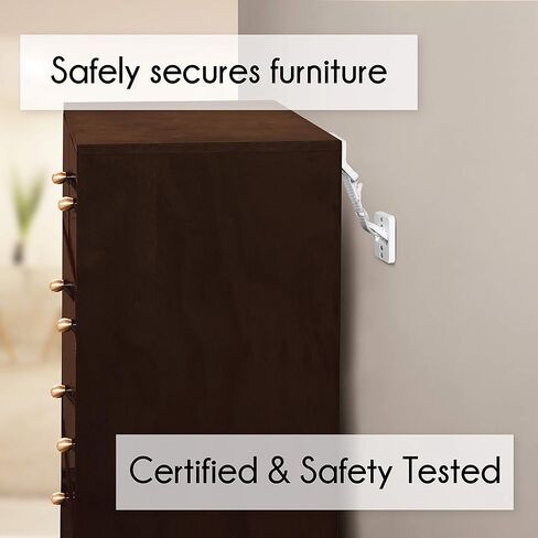 Little Chicks Anti-Tip Hinged Furniture Baby Safety Wall Anchors, Adjustable Strap & Maximum Strength Security - 2 Pack - Model CK035 in Kuwait