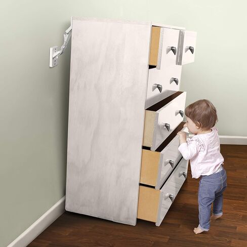 Little Chicks Anti-Tip Hinged Furniture Baby Safety Wall Anchors, Adjustable Strap & Maximum Strength Security - 2 Pack - Model CK035 in Kuwait