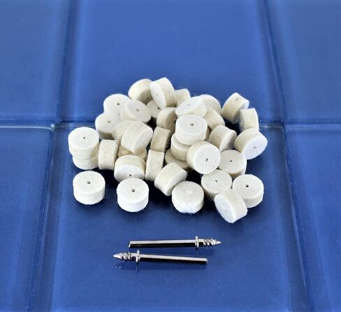 TMAX 100 pc Felt Polishing Wool Bob Burr 1/2 Inch Diameter 1/4 Inch High Wheels #414 with 2 Screw Mandrel 401 1/8 Inch Shank for Dremel Rotary Tools in Kuwait
