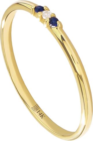 14k Solid Gold Stacking Rings for Women Thin Real Gold Dainty Rings Stackable Rings Colored Cubic Zirconia Rings Thin Everyday Rings in Saudi Arabia