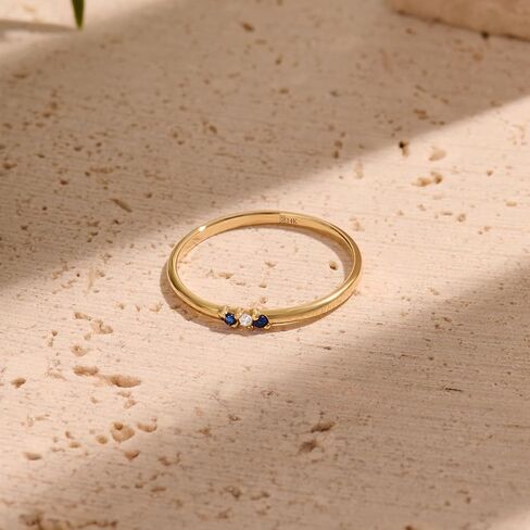 14k Solid Gold Stacking Rings for Women Thin Real Gold Dainty Rings Stackable Rings Colored Cubic Zirconia Rings Thin Everyday Rings in Saudi Arabia
