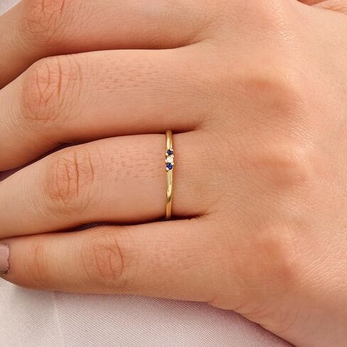 14k Solid Gold Stacking Rings for Women Thin Real Gold Dainty Rings Stackable Rings Colored Cubic Zirconia Rings Thin Everyday Rings in Saudi Arabia