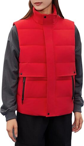 Women's Puffer Vest Casual Sleeveless Lightweight Outerwear for Winter Stand Collar Zip Up with Pockets in Saudi Arabia