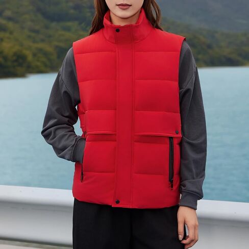 Women's Puffer Vest Casual Sleeveless Lightweight Outerwear for Winter Stand Collar Zip Up with Pockets in Saudi Arabia
