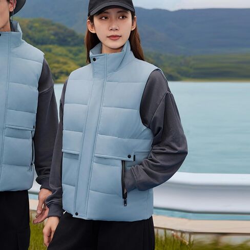 Women's Puffer Vest Casual Sleeveless Lightweight Outerwear for Winter Stand Collar Zip Up with Pockets in Saudi Arabia