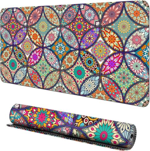 Cute Colorful Cats Large Gaming Mouse Pad for Desk,XL Big Mouse Pad Gaming Desk Mat,Mousepad Desk Pad with Non-Slip Base and Stitched Edges,Keyboard Mouse Mat for Home Office Work,31.5 x 11.8 in in Saudi Arabia