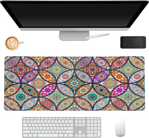 Cute Colorful Cats Large Gaming Mouse Pad for Desk,XL Big Mouse Pad Gaming Desk Mat,Mousepad Desk Pad with Non-Slip Base and Stitched Edges,Keyboard Mouse Mat for Home Office Work,31.5 x 11.8 in in Saudi Arabia