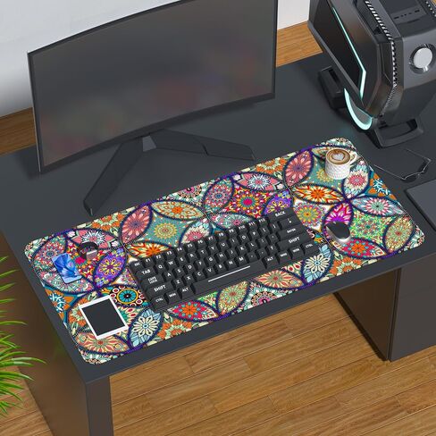 Cute Colorful Cats Large Gaming Mouse Pad for Desk,XL Big Mouse Pad Gaming Desk Mat,Mousepad Desk Pad with Non-Slip Base and Stitched Edges,Keyboard Mouse Mat for Home Office Work,31.5 x 11.8 in in Saudi Arabia