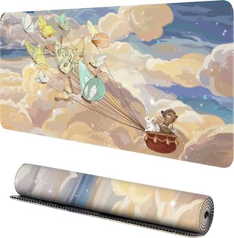 Cute Colorful Cats Large Gaming Mouse Pad for Desk,XL Big Mouse Pad Gaming Desk Mat,Mousepad Desk Pad with Non-Slip Base and Stitched Edges,Keyboard Mouse Mat for Home Office Work,31.5 x 11.8 in in Saudi Arabia