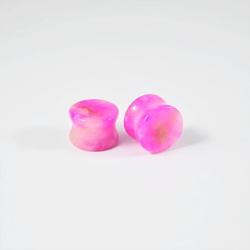 2PCS Safflower Stone Saddle Plugs Double Flare Pink Stone Ear Gauges Expander 6mm-30mm in Saudi Arabia