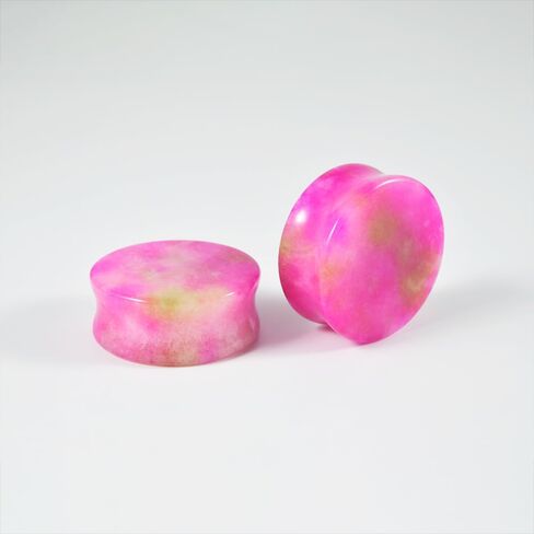 2PCS Safflower Stone Saddle Plugs Double Flare Pink Stone Ear Gauges Expander 6mm-30mm in Saudi Arabia