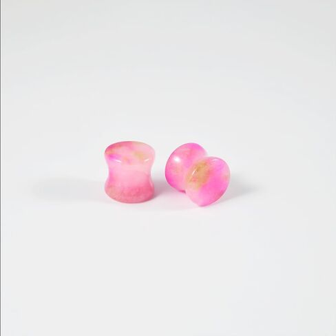 2PCS Safflower Stone Saddle Plugs Double Flare Pink Stone Ear Gauges Expander 6mm-30mm in Saudi Arabia