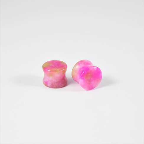 2PCS Safflower Stone Saddle Plugs Double Flare Pink Stone Ear Gauges Expander 6mm-30mm in Saudi Arabia