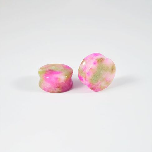 2PCS Safflower Stone Saddle Plugs Double Flare Pink Stone Ear Gauges Expander 6mm-30mm in Saudi Arabia