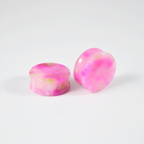 2PCS Safflower Stone Saddle Plugs Double Flare Pink Stone Ear Gauges Expander 6mm-30mm in Saudi Arabia