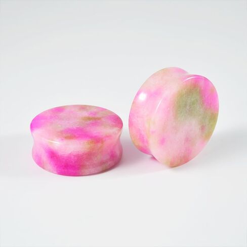2PCS Safflower Stone Saddle Plugs Double Flare Pink Stone Ear Gauges Expander 6mm-30mm in Saudi Arabia