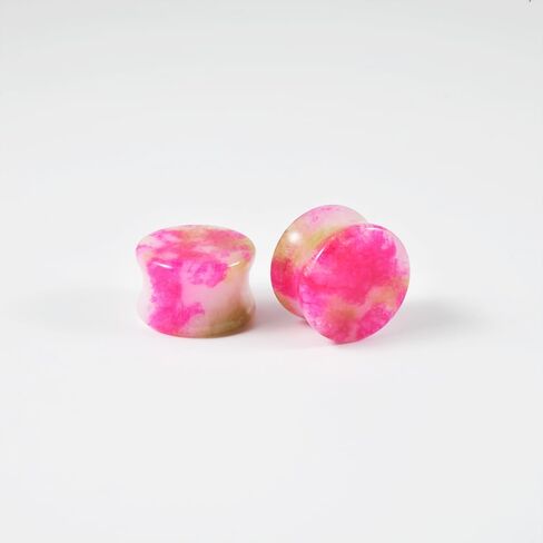 2PCS Safflower Stone Saddle Plugs Double Flare Pink Stone Ear Gauges Expander 6mm-30mm in Saudi Arabia