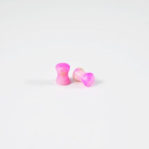 2PCS Safflower Stone Saddle Plugs Double Flare Pink Stone Ear Gauges Expander 6mm-30mm in Saudi Arabia