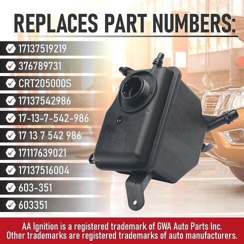 خزان خزان سائل تبريد المحرك البديل مع غطاء ومستشعر - متوافق مع BMW - 525i، 525xi، 528i، 528xi، 530i، 530xi، 535i، 535xi، 545i، 550i، 645Ci - 17137519219، 17137542986، 603-351 in Kuwait