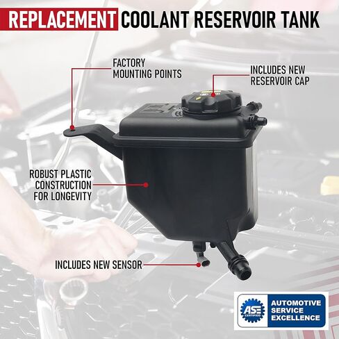 خزان خزان سائل تبريد المحرك البديل مع غطاء ومستشعر - متوافق مع BMW - 525i، 525xi، 528i، 528xi، 530i، 530xi، 535i، 535xi، 545i، 550i، 645Ci - 17137519219، 17137542986، 603-351 in Kuwait