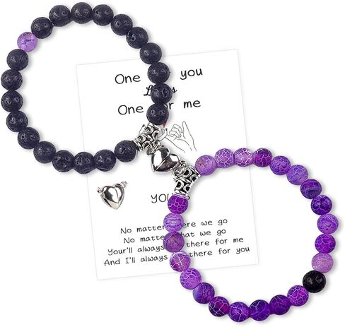 Magnetic Couples Bracelets His and Her Bracelets Heart Matching Bracelets Long Distance Relationship Gifts for Boyfriend Girlfriend Natural Beaded Bracelet Anniversary Valentines Gifts for Women Men in Kuwait