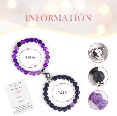 Magnetic Couples Bracelets His and Her Bracelets Heart Matching Bracelets Long Distance Relationship Gifts for Boyfriend Girlfriend Natural Beaded Bracelet Anniversary Valentines Gifts for Women Men in Kuwait
