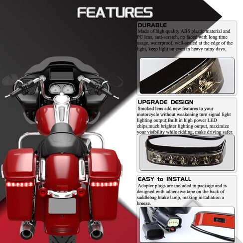 مجموعة مصابيح خلفية LED مدخنة لفرامل الدراجات النارية، إشارات انعطاف مدمجة متوافقة مع Harley Touring FLHTK Ultra Limited Road Glide Street Glide in Kuwait