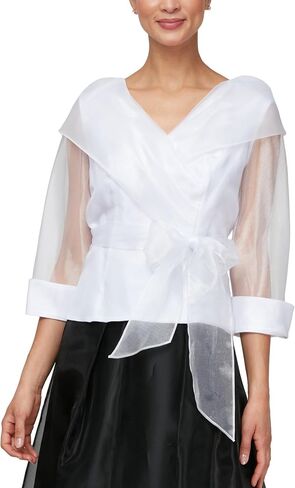 Alex Evenings Women's Portrait Collar Blouse, White in Saudi Arabia
