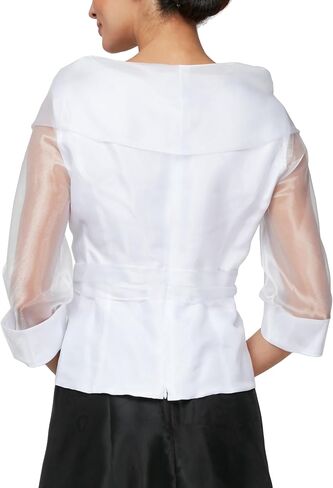 Alex Evenings Women's Portrait Collar Blouse, White in Saudi Arabia