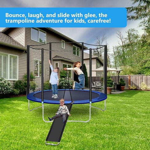 Universal Trampoline Slide, Outdoor Trampoline Slide Attachment, Heavy Duty Steel Trampoline Accessories, Clamps to Frame, Slide Ladder for Kids Climb Up&Slide Down in Saudi Arabia