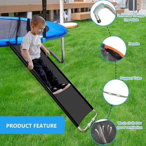 Universal Trampoline Slide, Outdoor Trampoline Slide Attachment, Heavy Duty Steel Trampoline Accessories, Clamps to Frame, Slide Ladder for Kids Climb Up&Slide Down in Saudi Arabia